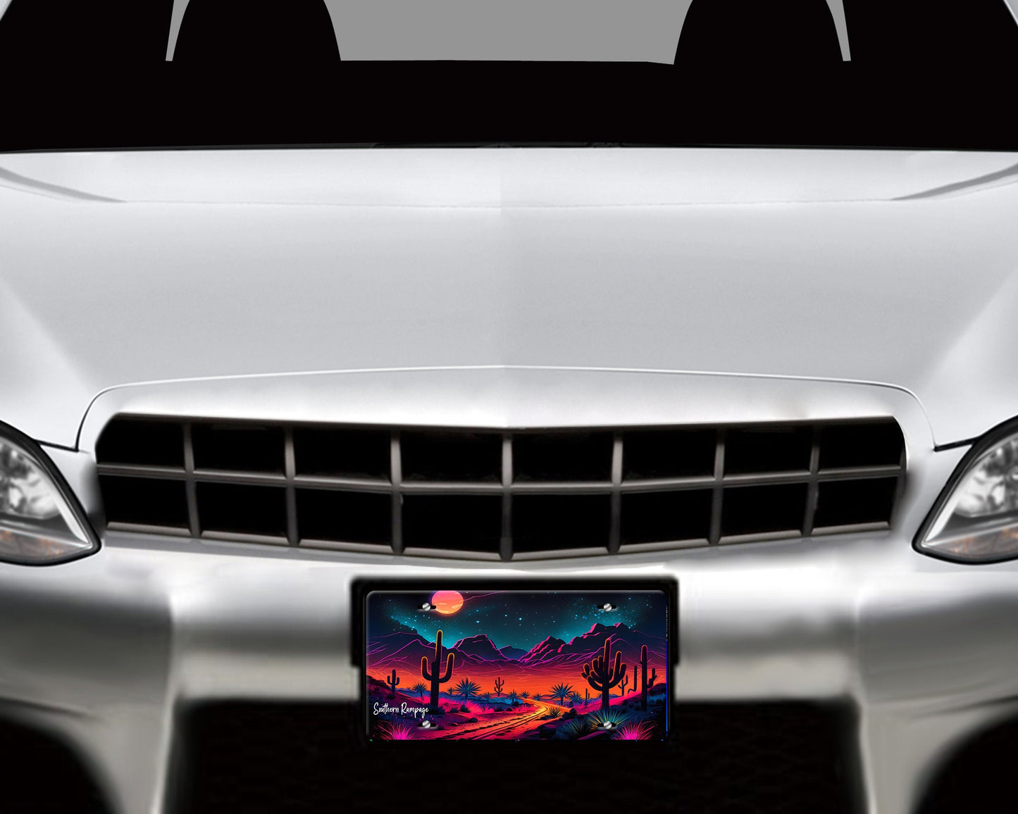 Neon Desert Nights Aluminum Vanity License Plate Car Accessory Decorative Front Plate