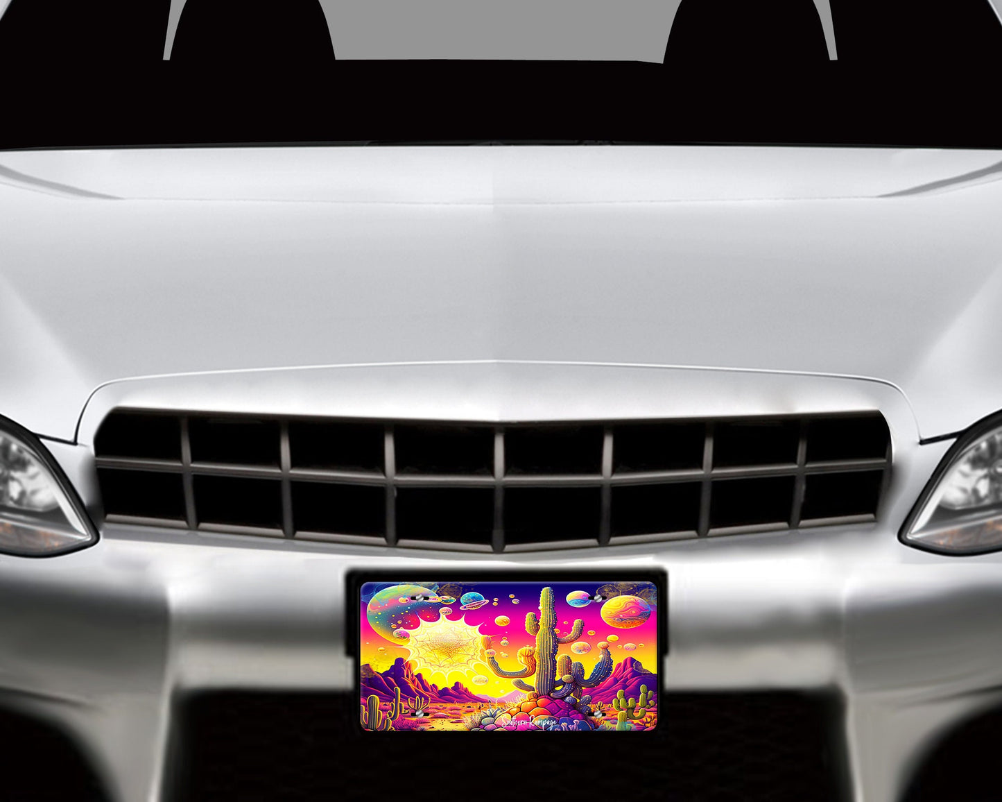 Neon Space Desert Aluminum Vanity License Plate Car Accessory Decorative Front Plate