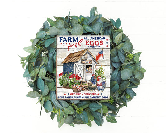 All American Eggs  Farmhouse Decor Printed Handmade Wood Sign