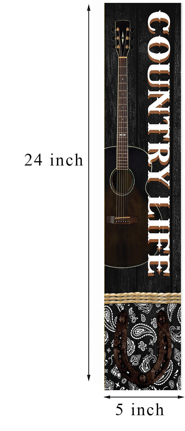 Letrero vertical con impresión de madera de 24 pulgadas (2 pies de altura) Country Life Guitar