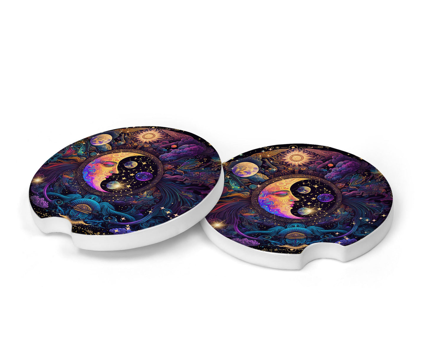 Set of 2 Celestial Sandstone Car Coasters