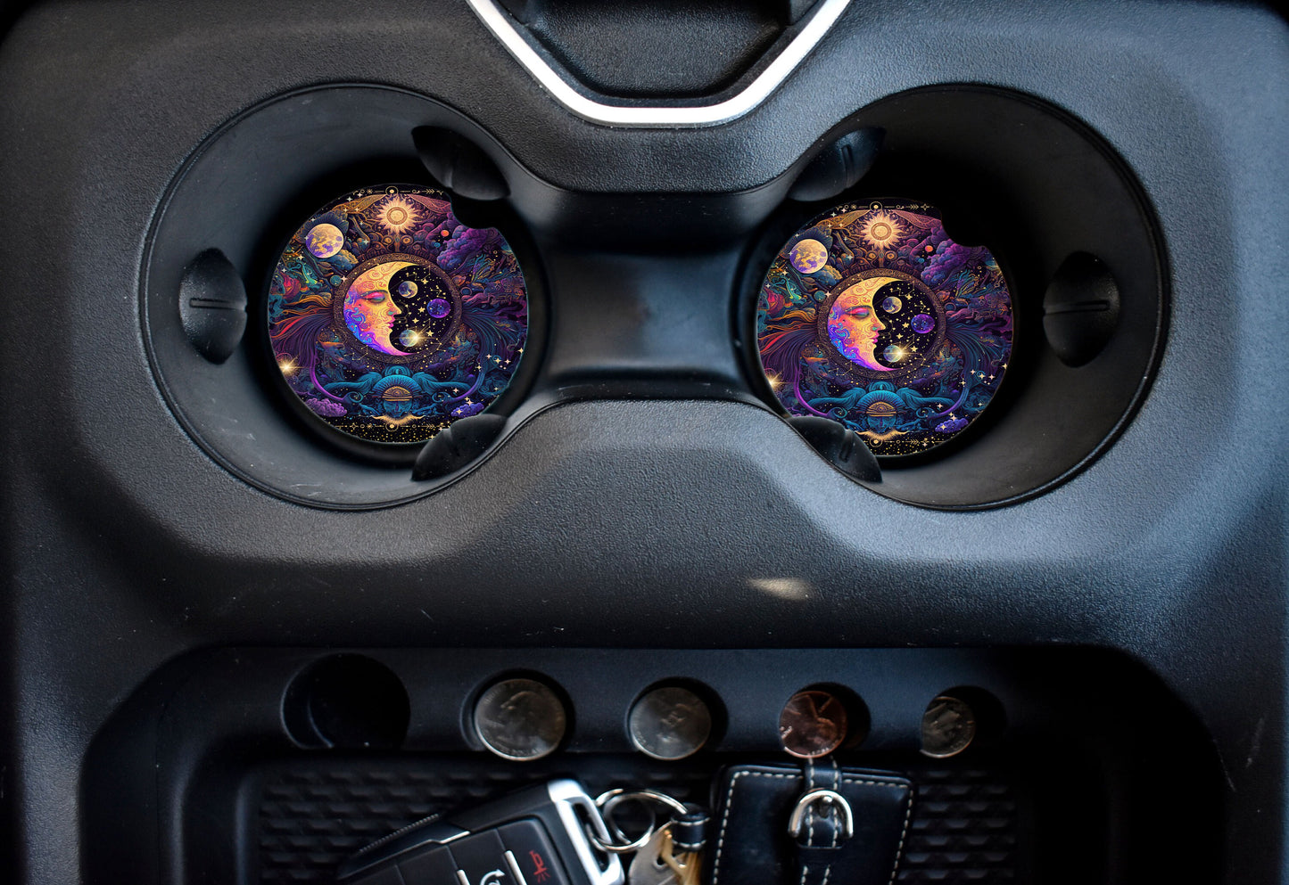 Set of 2 Celestial Sandstone Car Coasters