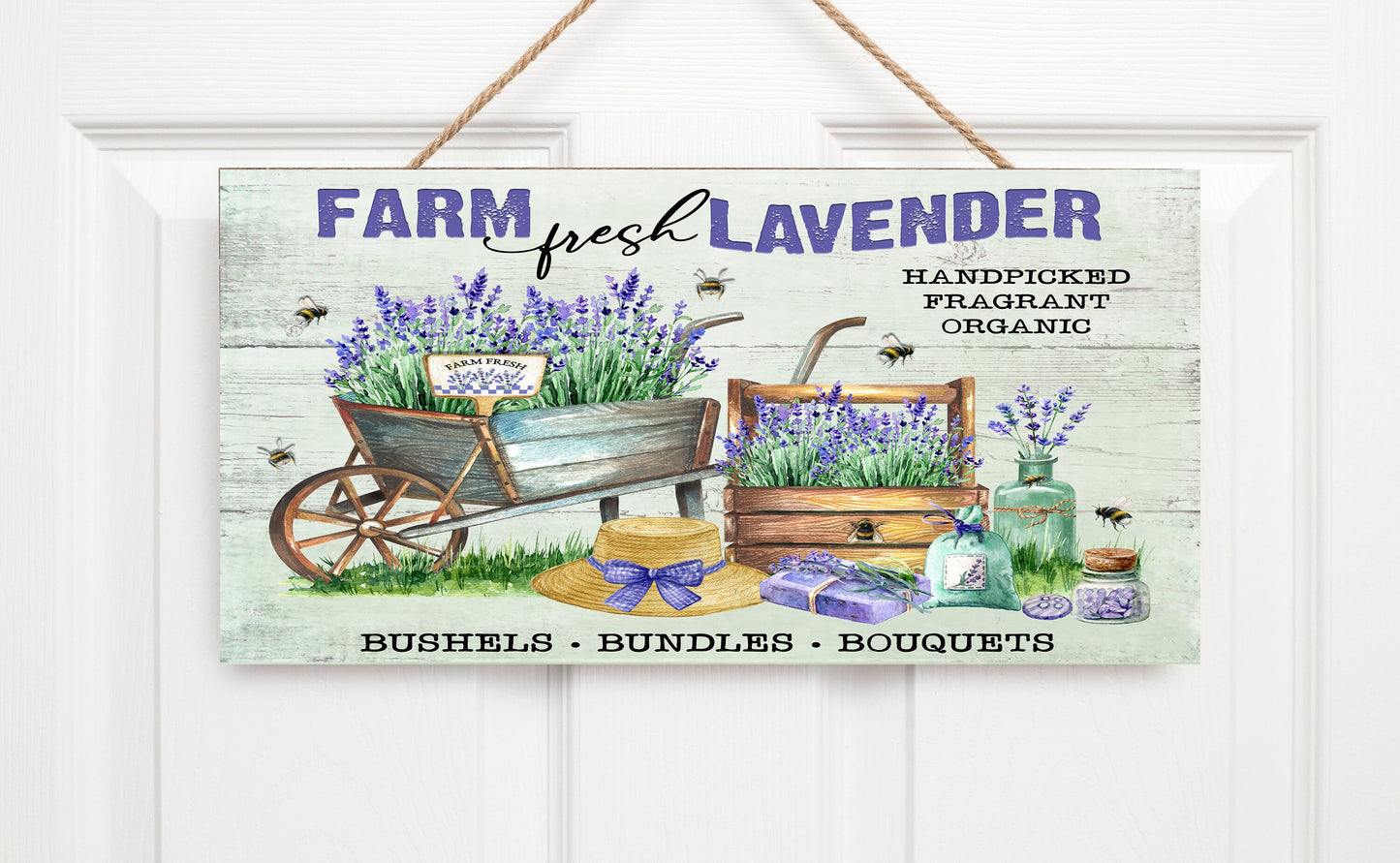 Farm Fresh Lavender Printed Handmade Wood Sign Door Hanger Decorative Wall Decor Farmhouse Docor