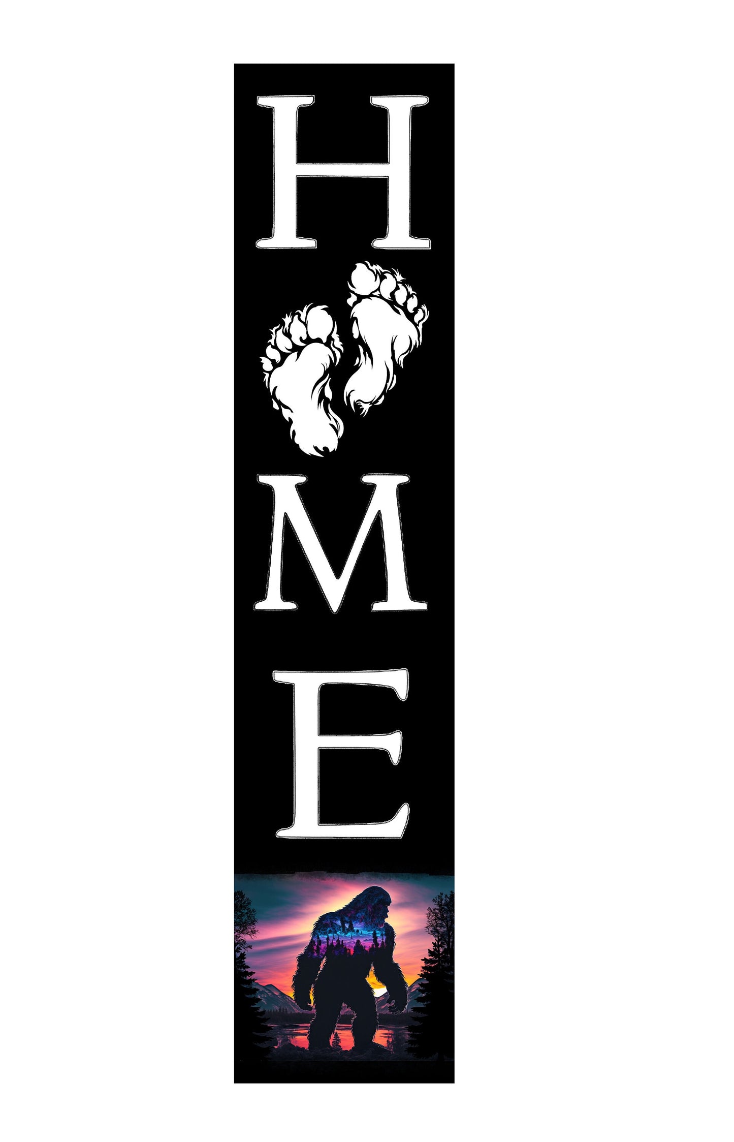 24 Inch (2 Foot Tall) Bigfoot Home Vertical Wood Print Sign Door Hanger Porch Sign