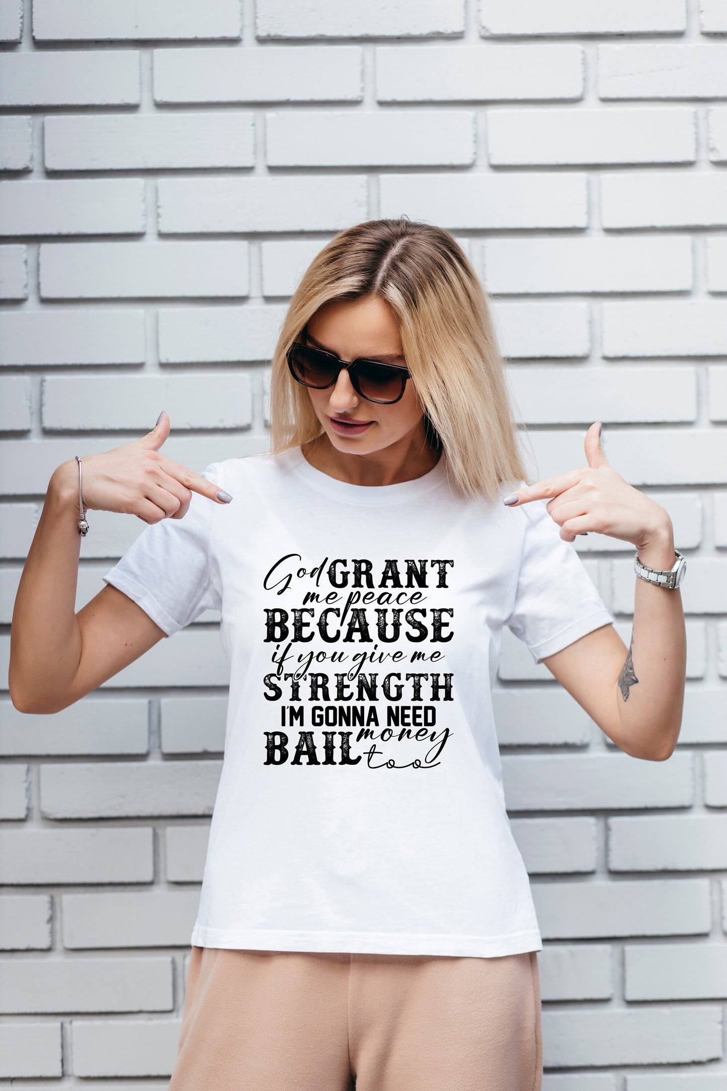 God Grant Me Peace T Shirt, Graphic Tee, Peace, Bail Money, Tshirt, 100% Cotton Black White or Gray