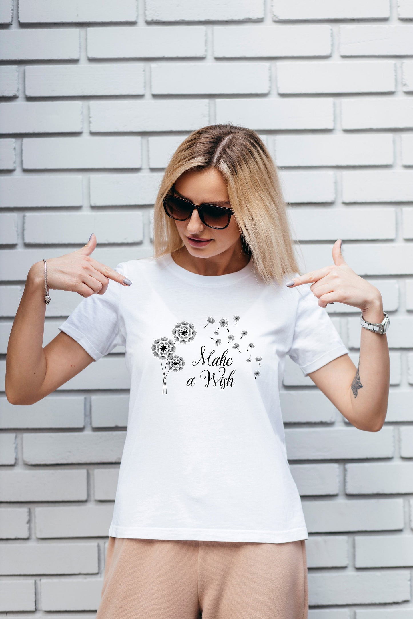 Make a Wish, Tshirt, Dandelion, Graphic T's  100% Cotton Black White or Gray