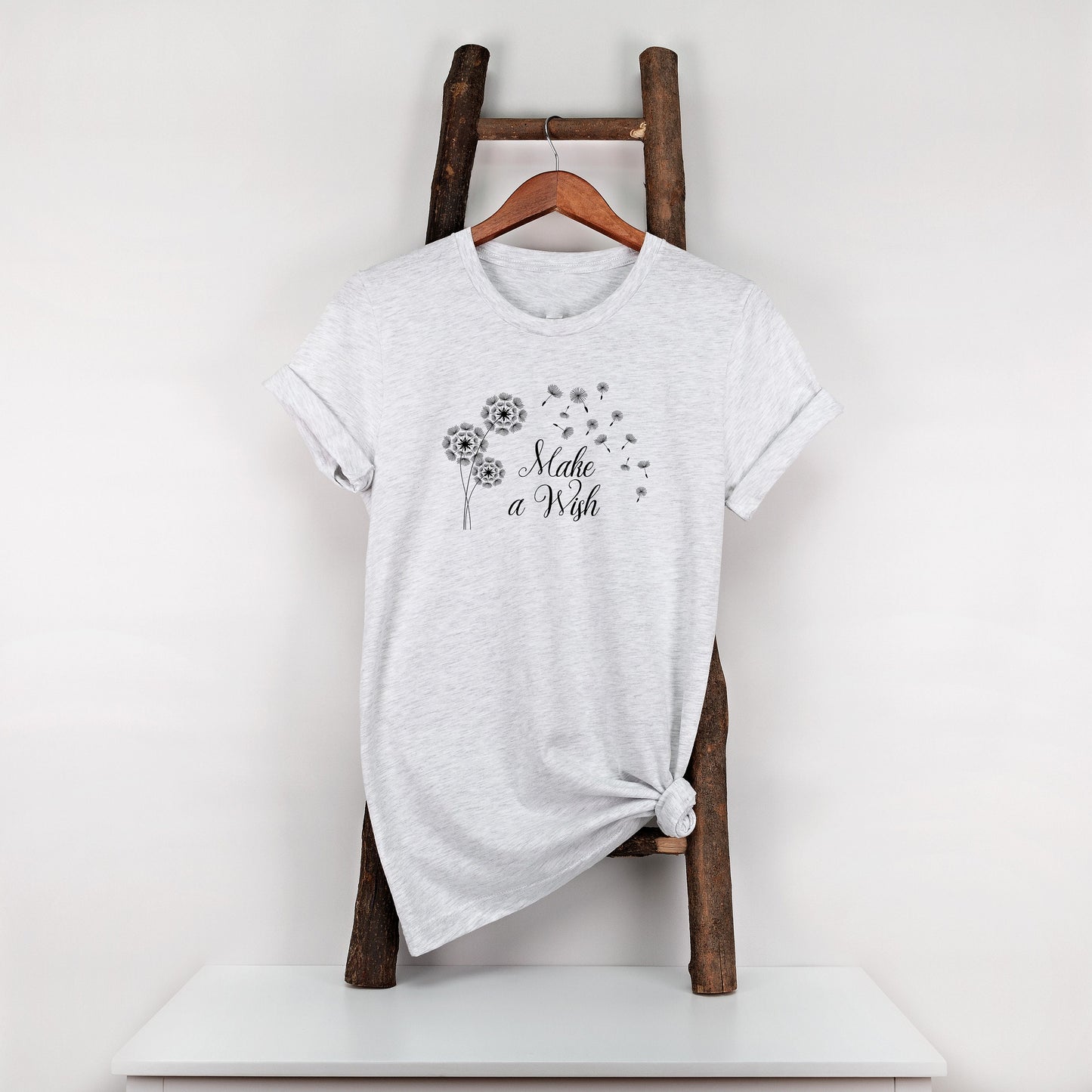 Make a Wish, Tshirt, Dandelion, Graphic T's  100% Cotton Black White or Gray