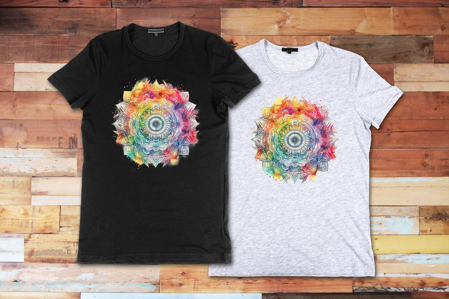 Mandala, Tshirt, Boho Hippie, Graphic T's  100% Cotton Black White or Gray