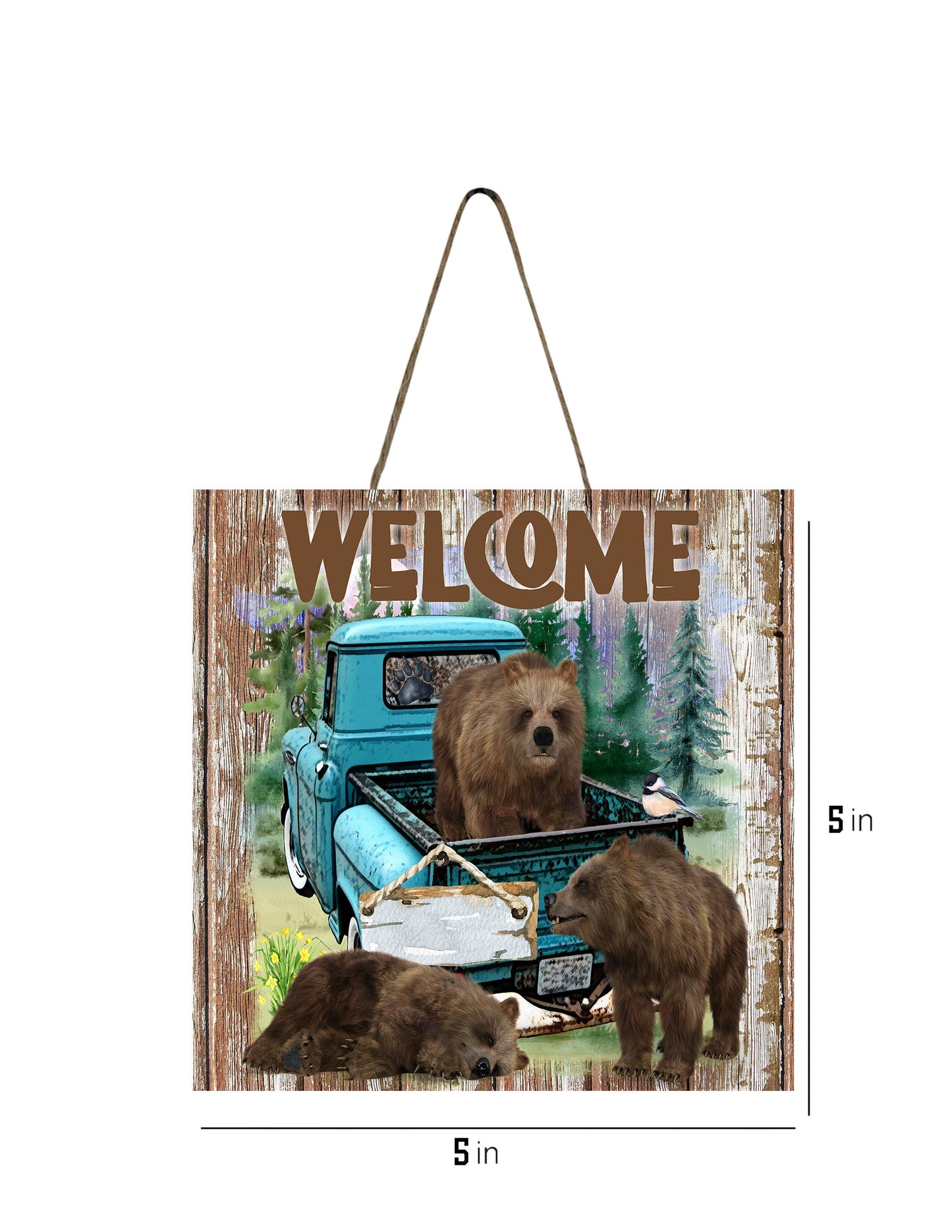 Welcome Bears Printed Handmade Wood  Mini Sign, Tier Tray Decor, Farmhouse Sign, Cabin Rustic Decor