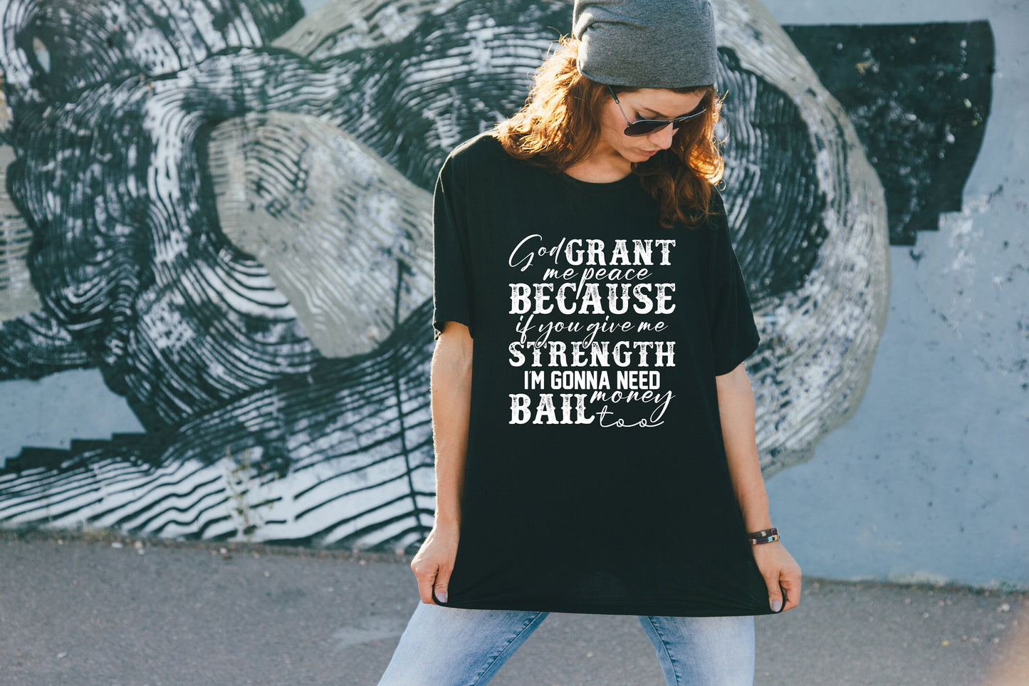 God Grant Me Peace T Shirt, Graphic Tee, Peace, Bail Money, Tshirt, 100% Cotton Black White or Gray