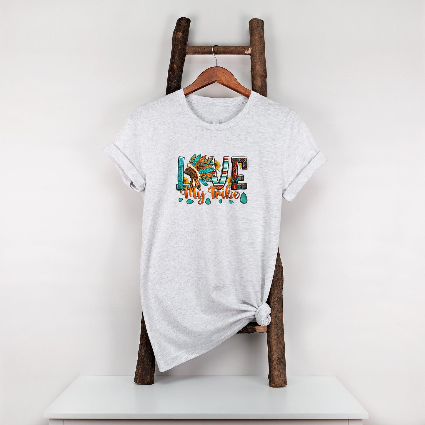 Love My Tribe, Tshirt, Western, Headress, Graphic T's  100% Cotton Black White or Gray