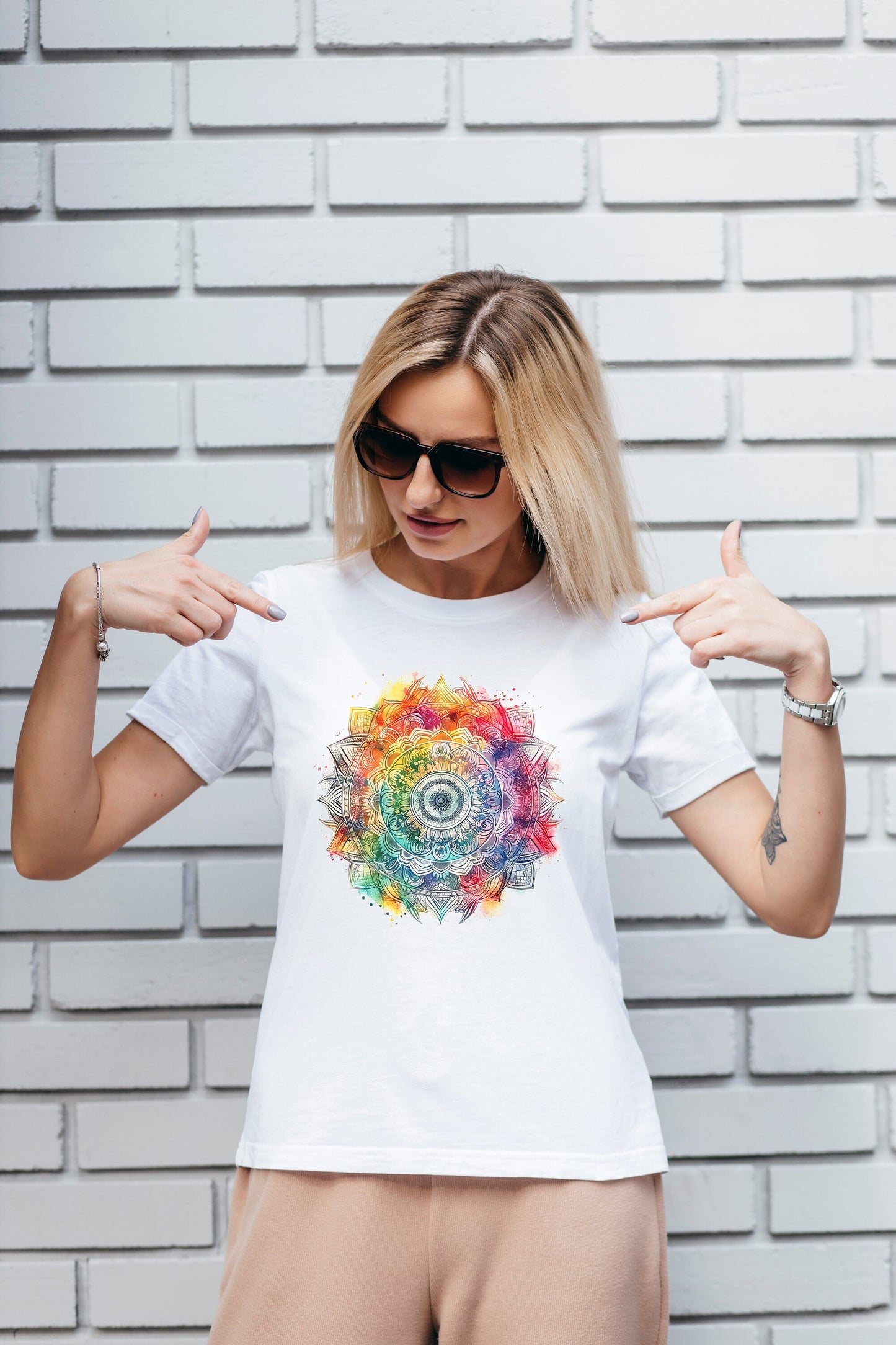 Mandala, Tshirt, Boho Hippie, Graphic T's  100% Cotton Black White or Gray