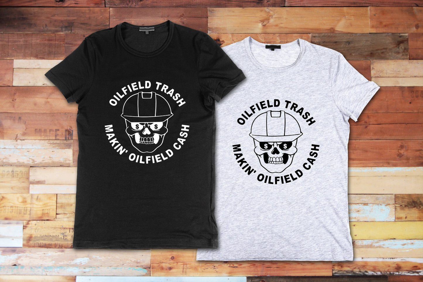 Oilfield Trash, T Shirt,  Tshirt, Skull Graphic, Graphic T's  100% Cotton Black White or Gray, Tee