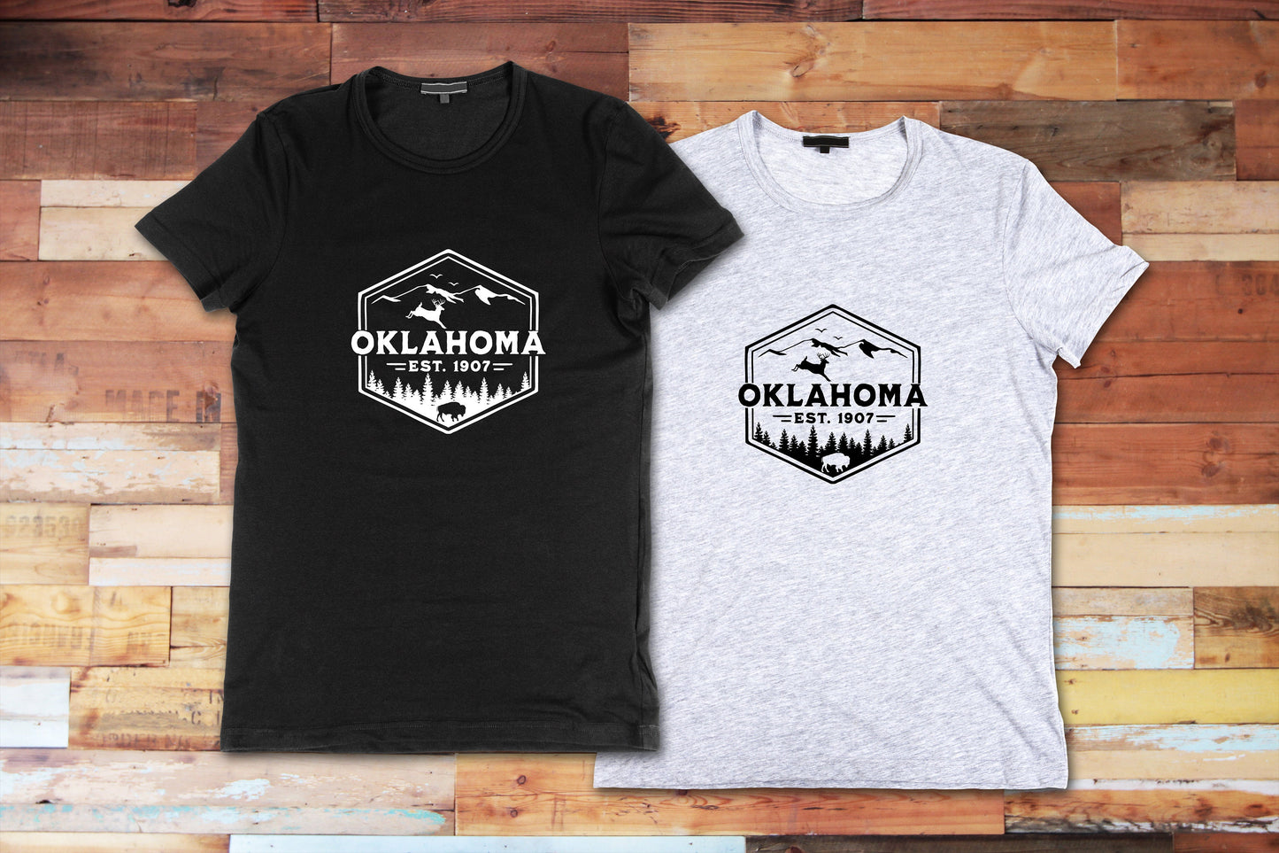 Oklahoma Badge, T Shirt,  Tshirt, Graphic T's  100% Cotton Black White or Gray, Tee