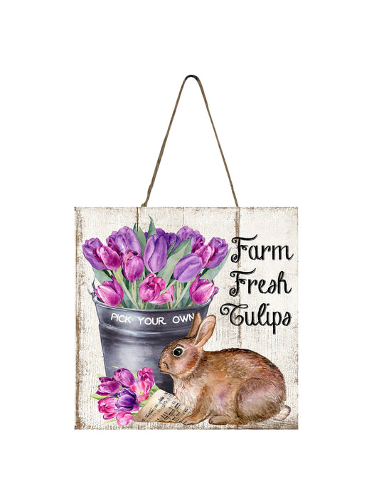 Farm Fresh Tulips Printed Handmade Wood  Mini Sign, Tier Tray Decor, Farmhouse Sign