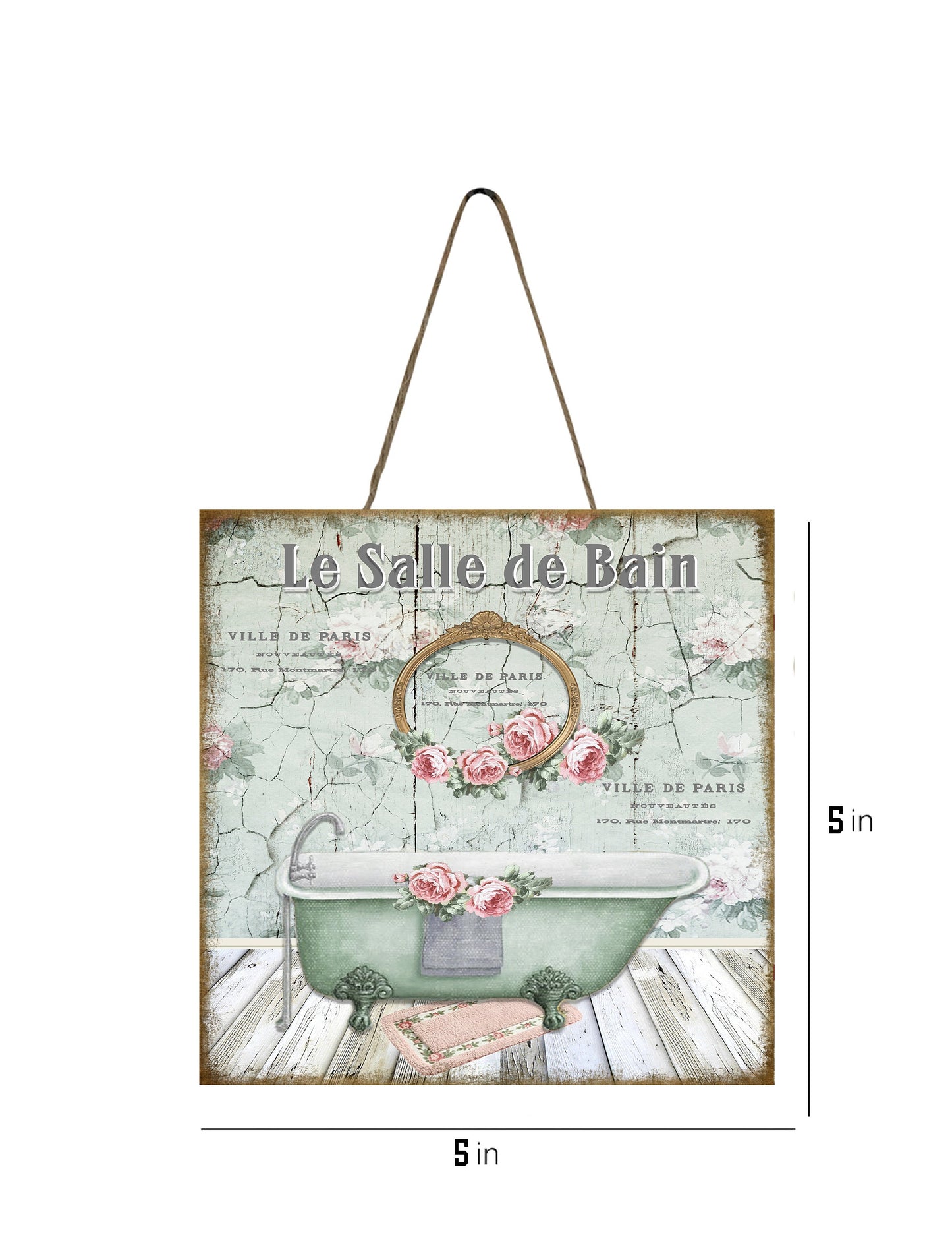 Green Le Salle De Baine Bathroom Printed Handmade Wood  Mini Sign, Tier Tray Decor, Bathroom Sign, Farmhouse Decor