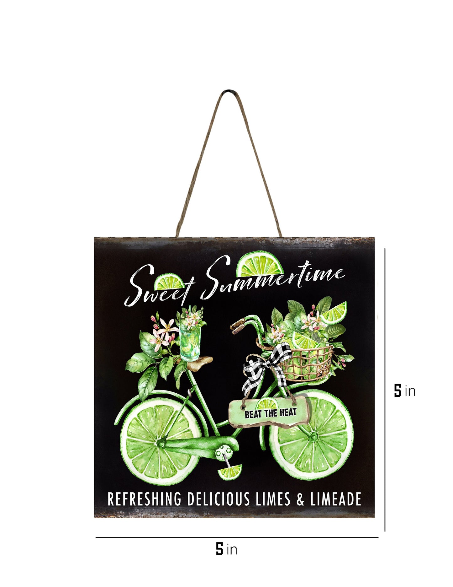 Sweet Summer Time Lime Bike Printed Handmade Wood  Mini Sign, Tier Tray Decor, Kitchen Sign, Farmhouse Decor