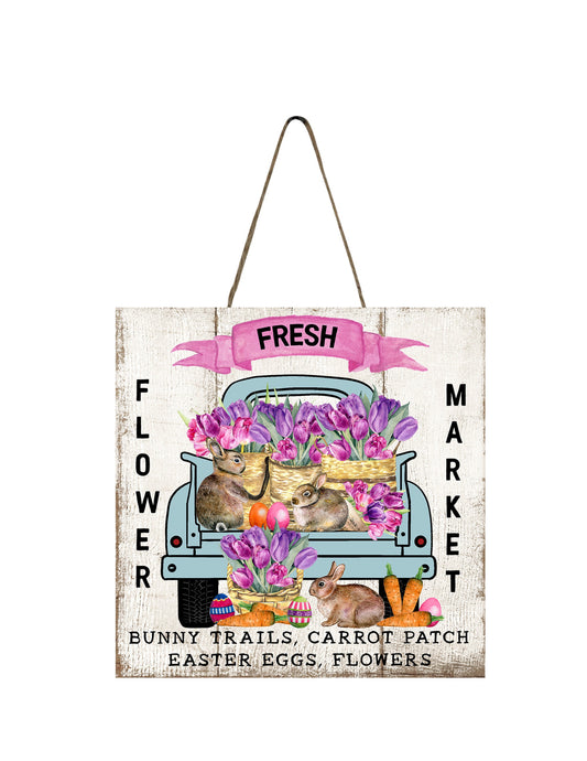 Tulips Fresh Flower Market Printed Handmade Wood  Mini Sign, Tier Tray Decor, Farmhouse Sign