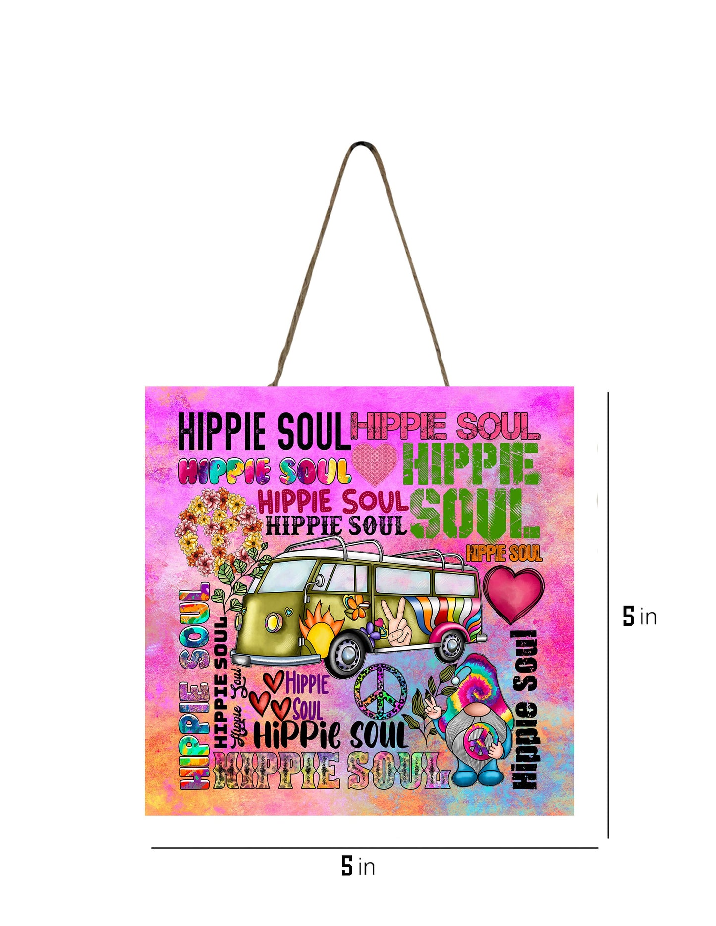 Hippie Soul Hanging Wall Sign Wood Home Decor, Tie Dye, Hippie Decor