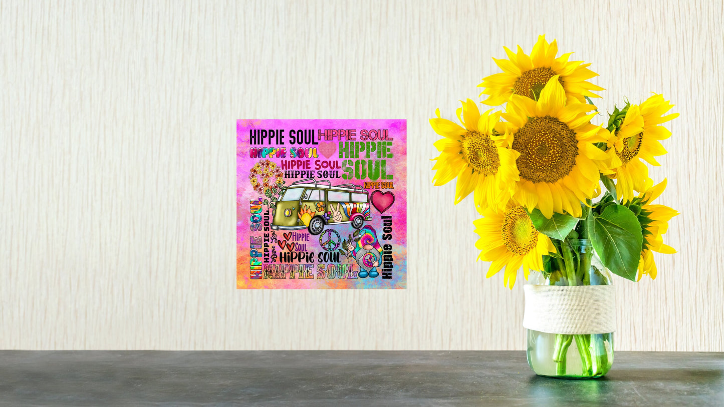 Hippie Soul Hanging Wall Sign Wood Home Decor, Tie Dye, Hippie Decor