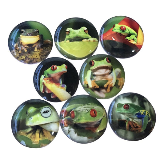 Set of 8 Frogs Print Wood Cabinet Knobs, Kitchen Knobs, Draw Knobs, Drawer Pulls