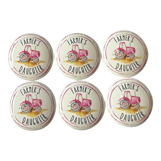 Set of 6 Farmer's Daughter Wood Print Cabinet Knobs  Drawer Knobs, Drawer Pull, Farmhouse Decor, PInk, Nursery Decor, Kids Room