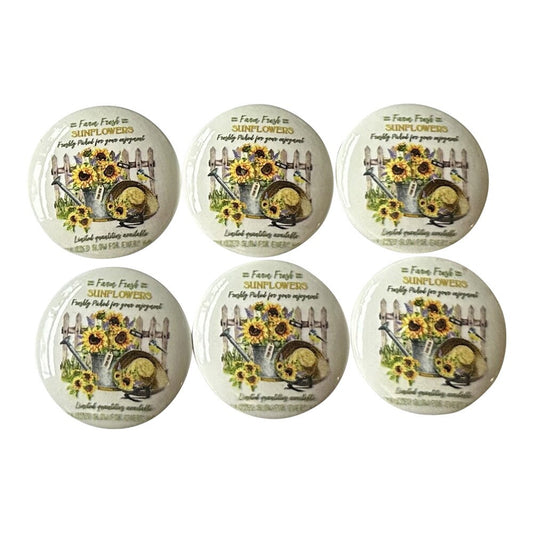 Set of 6 Sunflower Fence Wood Print Cabinet Knobs  Drawer Knobs, Drawer Pull, Farmhouse Decor, Cabinet Knobs and Pulls
