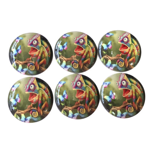 Set of 6 Chameleon Wood Print Cabinet Knobs  Drawer Knobs, Kids Room Decor, Lizard Reptile