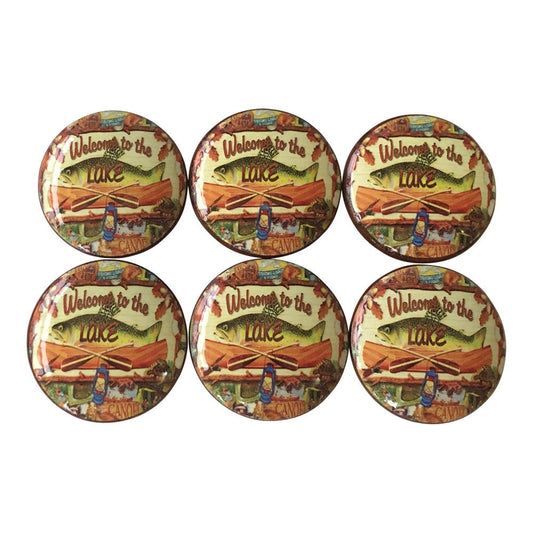 Set of 6 Welcome to the Lake Wood Cabinet Knobs  Drawer Knobs, Drawer Pulls and Knobs, Lakehouse Decor