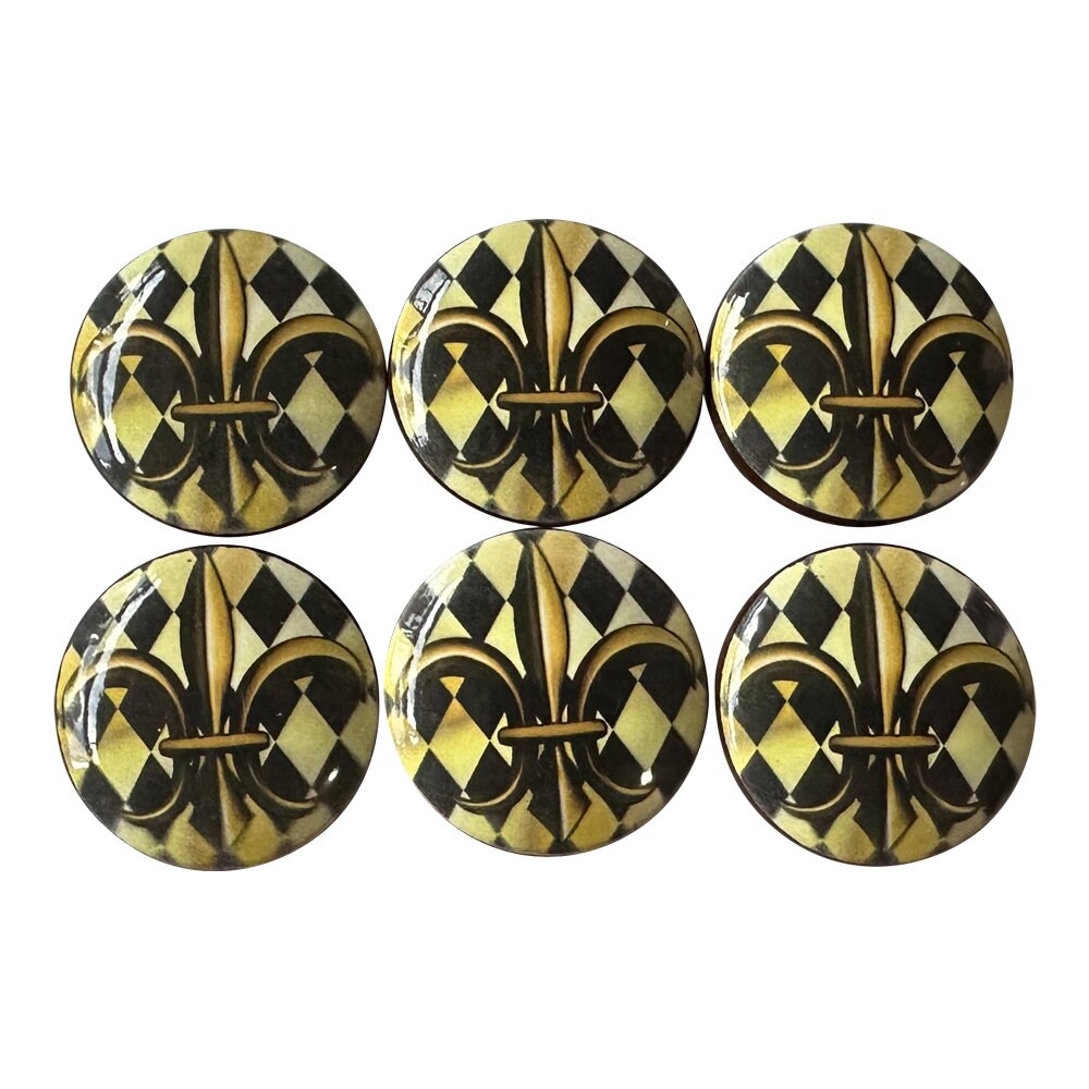 Set of 6 Harlequin Fleur de Lis Wood Cabinet Knobs, Cabinet Knobs and Draw Pulls, Kitchen Knobs