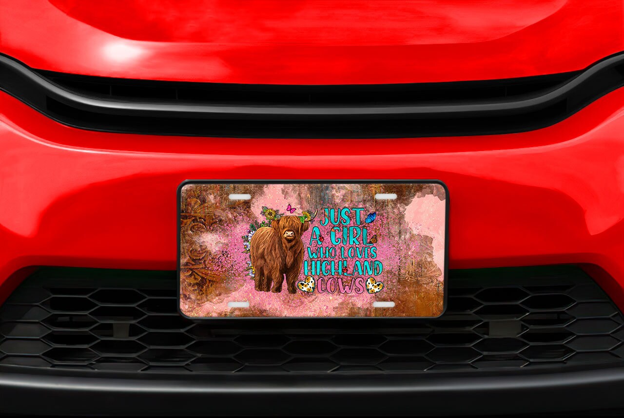 Just a Girl Who Loves Highland Cows Aluminum Vanity License Plate Car Accessory Decorative Front Plate