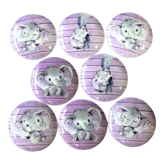 Set of 8 Purple Elephant Nursery Cabinet Knobs, Drawer Knobs and Pulls, Nursery Decor,