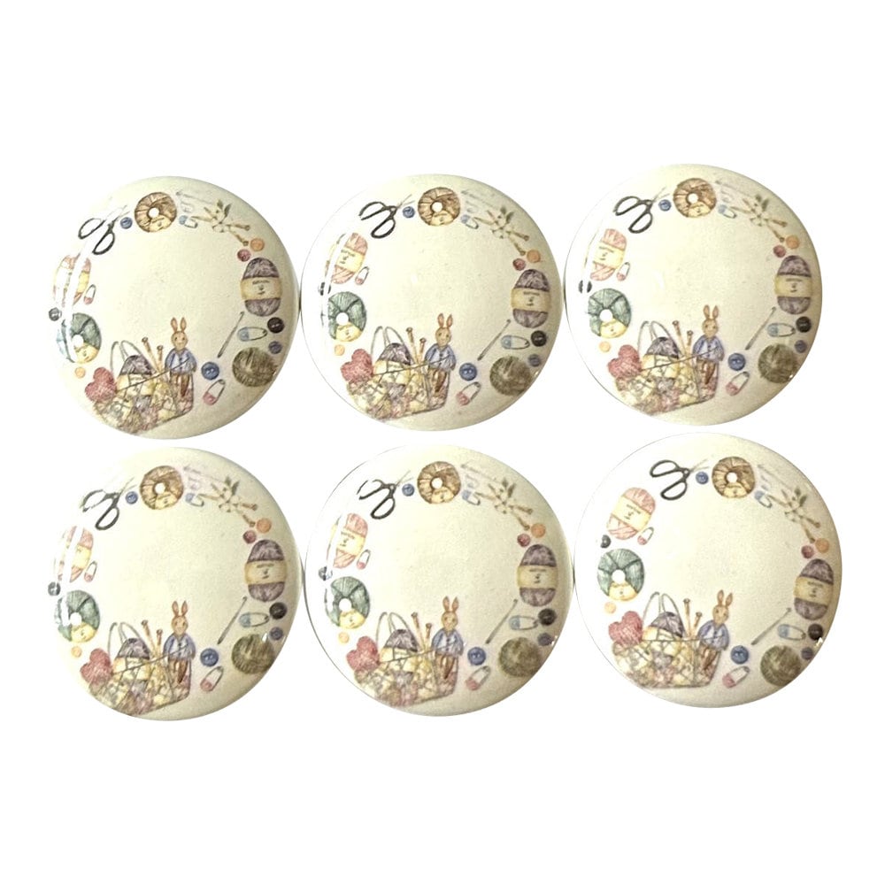 Set of 6 Knitting Circle Cabinet Knobs, Cabinet Knobs and Draw Pulls, Kitchen Knobs, Farmhouse Decor, Craft Room Decor