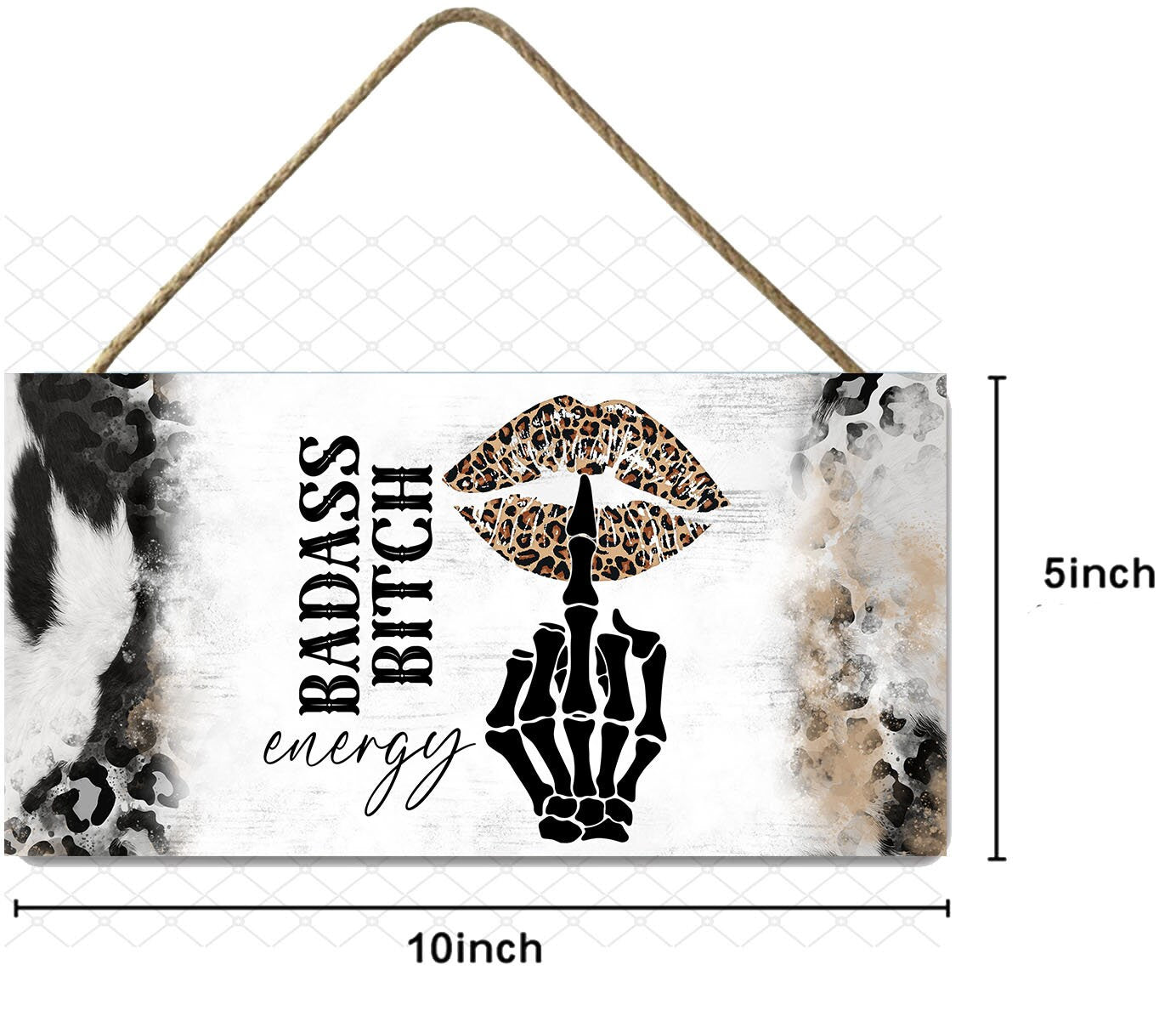 Badass Bitch Hanging Wall Sign Wood Home Decor, Hippie Decor,