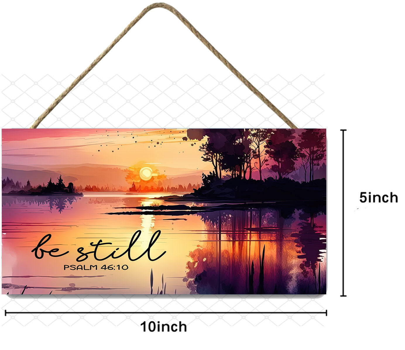 Be Still Sunset Lake Twisted R Design Farmhouse colgante letrero de madera, letreros decorativos de madera para pared, decoración de pared de madera de 5 "x 10", letrero de pared colgante