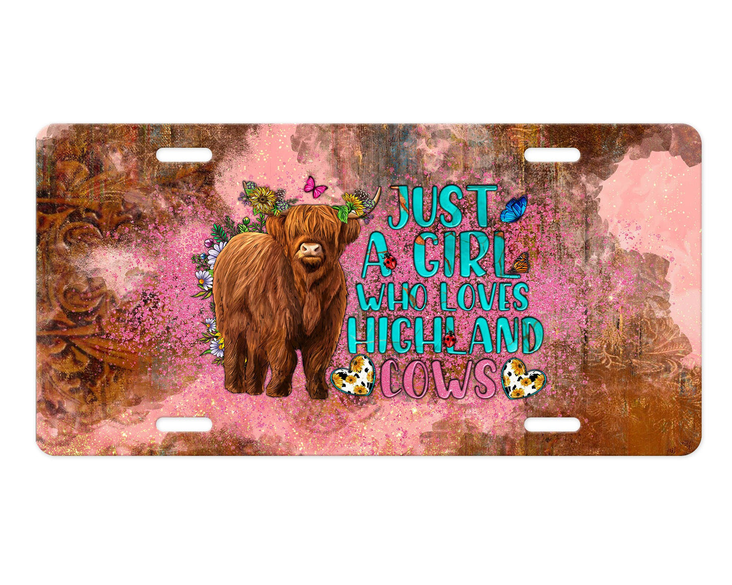 Just a Girl Who Loves Highland Cows Aluminum Vanity License Plate Car Accessory Decorative Front Plate