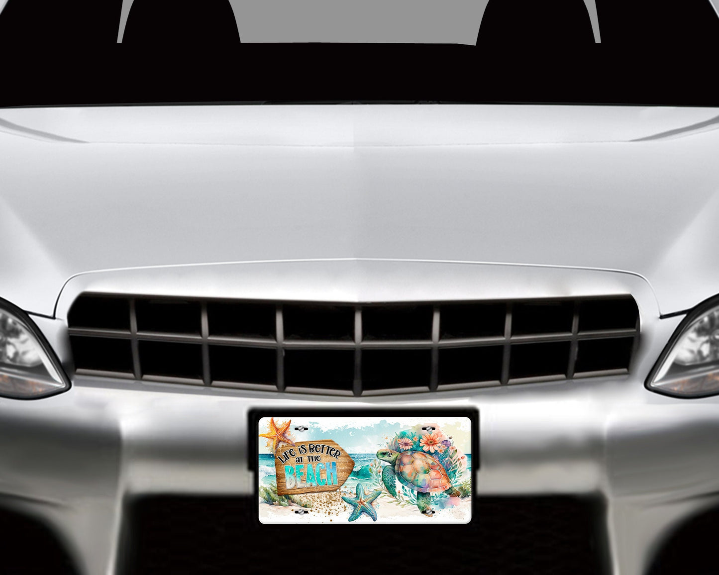 Life is Better at the Beach Turtle Aluminum Front License Plate, Vanity Plate, Car Accessory