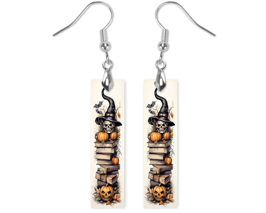 Pumpkin Tree Halloween Dangle Printed Earrings Jewelry Handmade