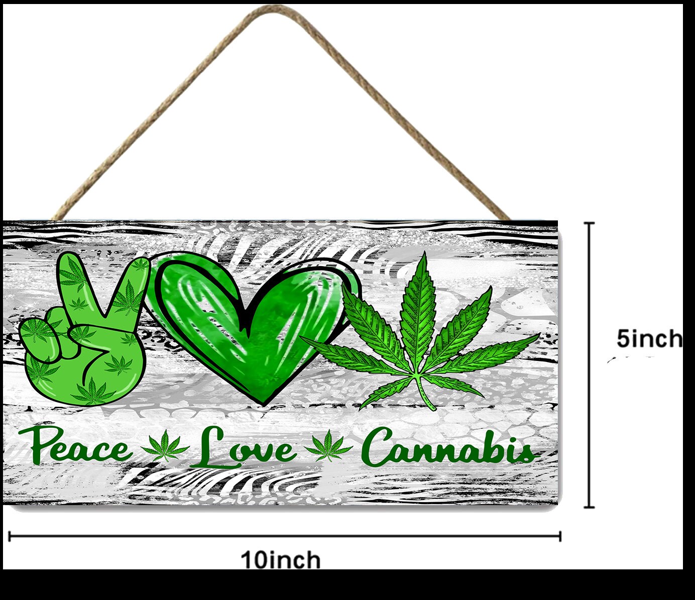 Peace Love Cannabis Hanging Wall Sign Wood Home Decor, Stoner Gift, Hippie Decor, Door Hanger