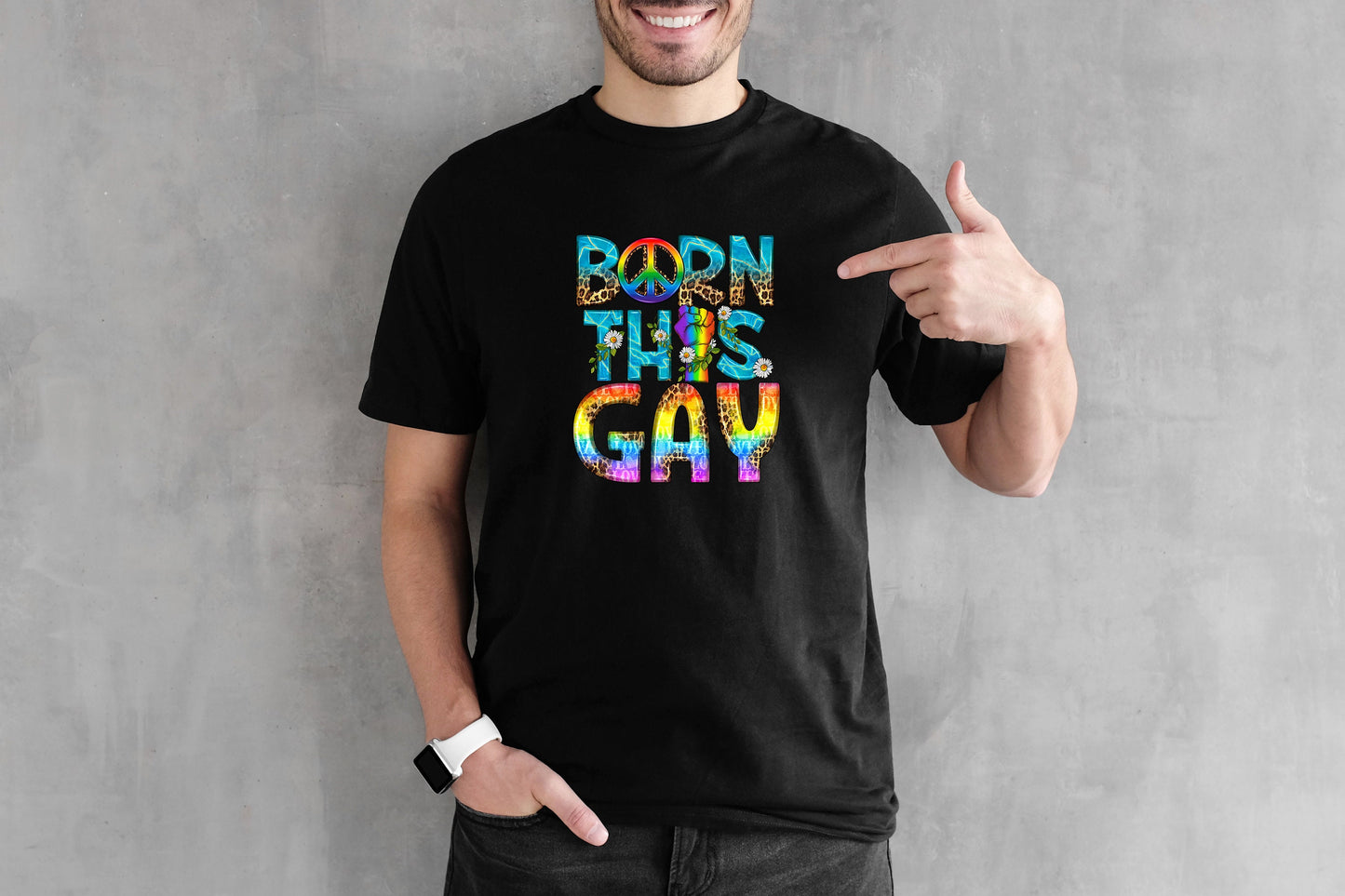 Born This Gay T Shirt, Tshirt, Graphic T's  100% Cotton Black White or Gray, Tee, Motivational,