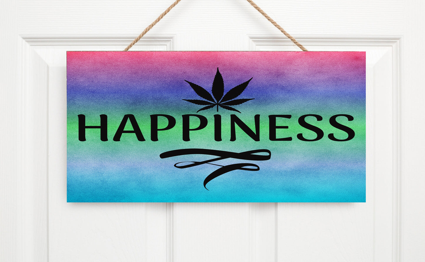 Happiness 420 Hanging Wall Sign Wood Home Decor, Stoner Gift, Hippie Decor,