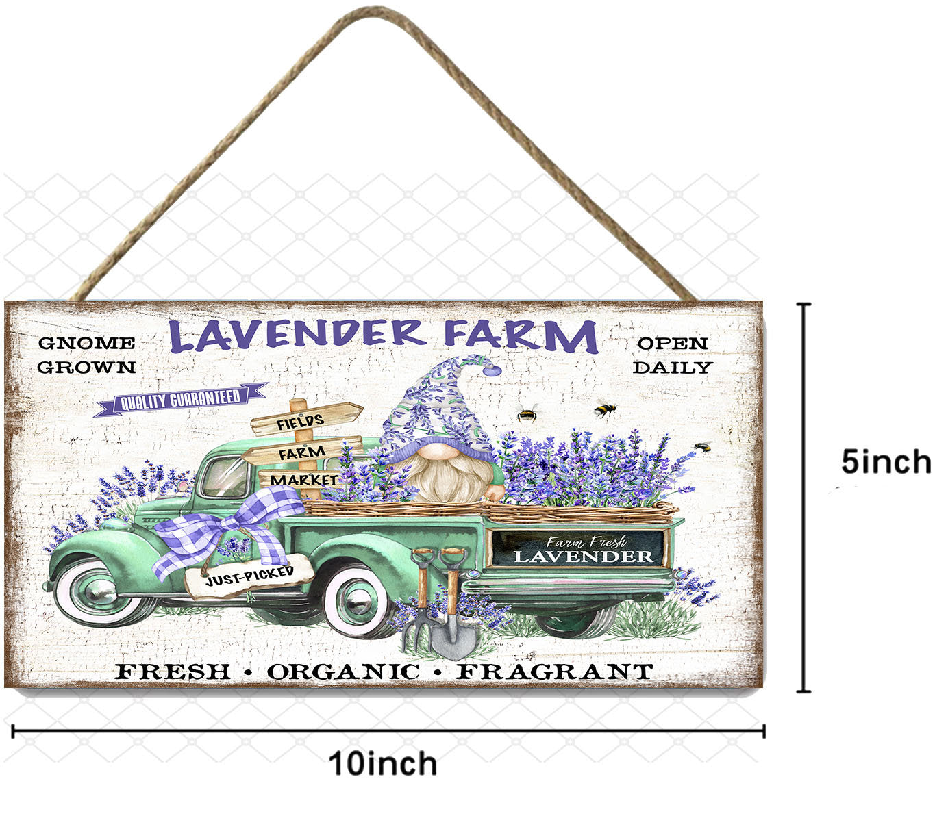 Lavender Farm Truck Twisted R Design Farmhouse Hanging Wood Sign, Wood Decorative Wall Signs, 5" x 10" Wood Wall Decor, Hanging Wall Sign