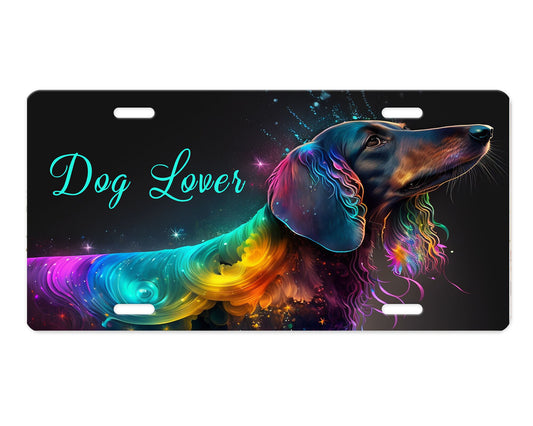 Dog Lover Neon Dog  Aluminum Vanity License Plate Car Accessory Decorative Front Plate