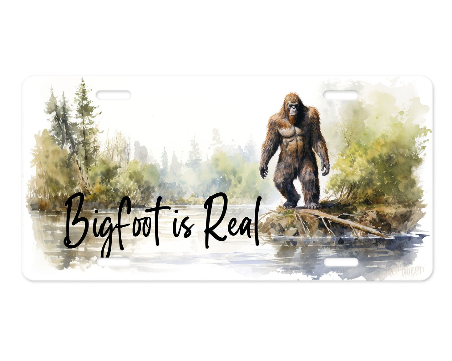 Bigfoot is Real Forest Aluminum Front License Plate, Vanity Plate, Car Accessory