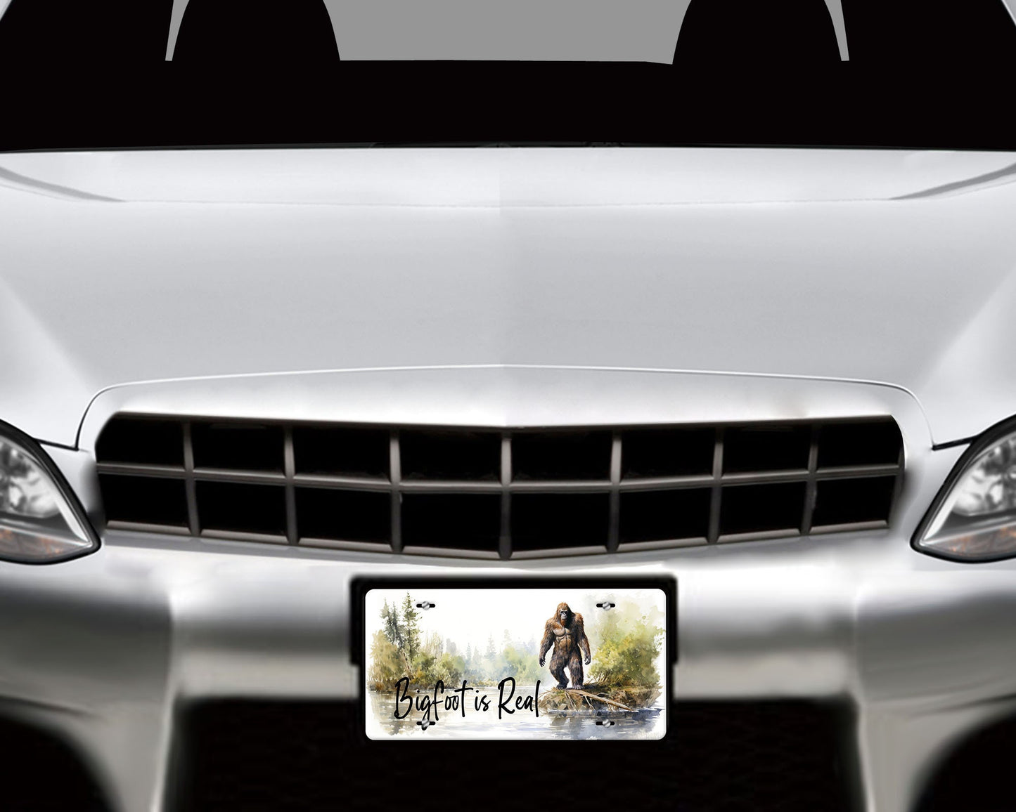 Bigfoot is Real Forest Aluminum Front License Plate, Vanity Plate, Car Accessory