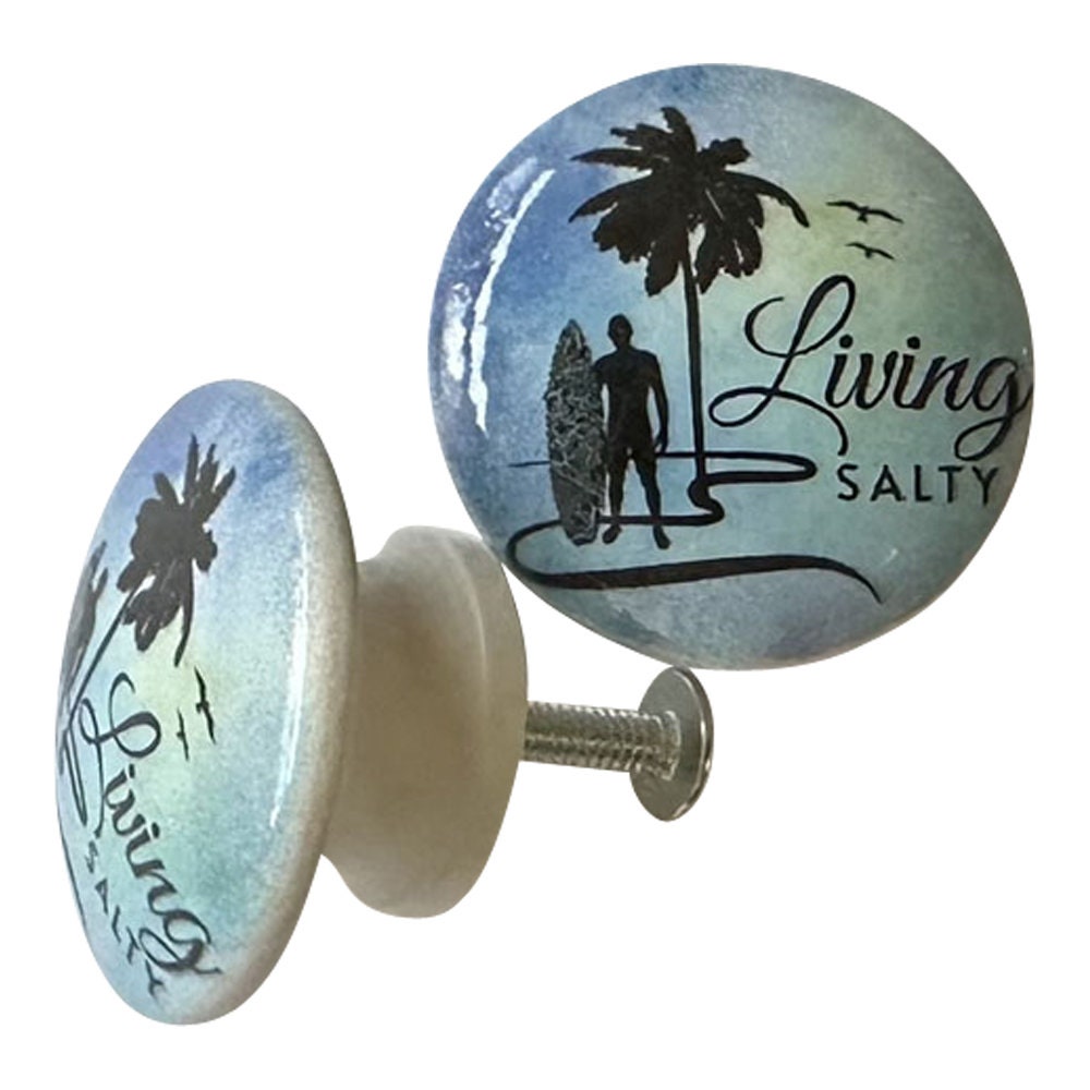 Set of 6 Living Salty Beach Coastal Wood Cabinet Knobs, Drawer Knobs and Pulls, Kitchen Cabinet Knobs, Beach House, Beach Theme
