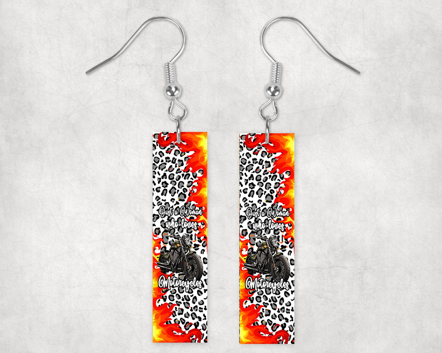 New Release Just a Girl Who Loves Motorcycles Printed Wood Dangle Earrings Hypoallergenic Jewelry Handmade