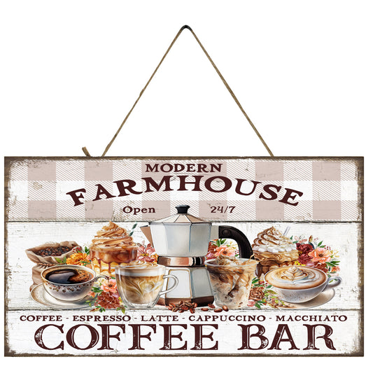 Farmhouse Coffee Bar Kitchen Sign Twisted R Design Farmhouse Wood Sign Wood Decorative Wall Signs 5" x 10" Wood Wall Decor Hanging Wall Sign