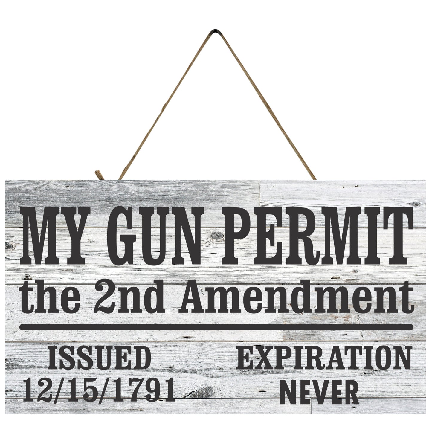 My Gun Permit Never Expires Hanging Wall Sign Wood Home Decor, 2nd Amendment