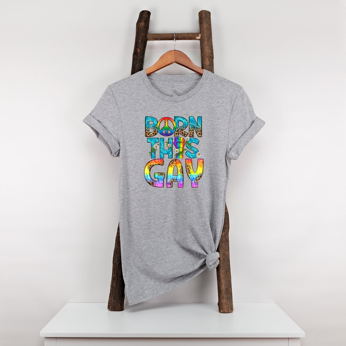 Born This Gay T Shirt, Tshirt, Graphic T's  100% Cotton Black White or Gray, Tee, Motivational,